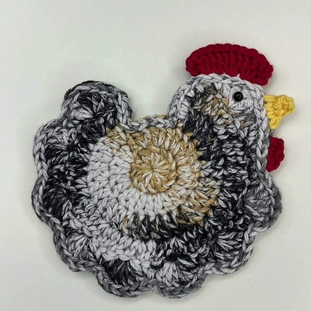 Chicken Cup Mug Coasters Set of‎ 4 Handcrafted Crochet by Seller Cotton